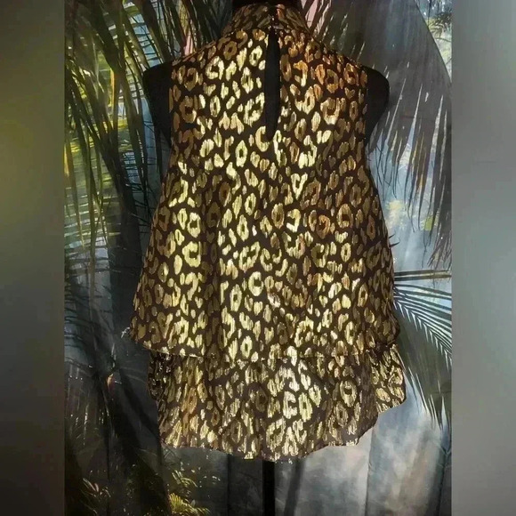 Gold and Black Top with ruffle top size 6 - Picture 9 of 16